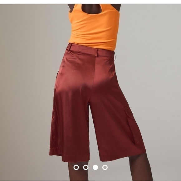 Anthropologie hutch satin pleated cargo utility shorts size M - Picture 3 of 4
